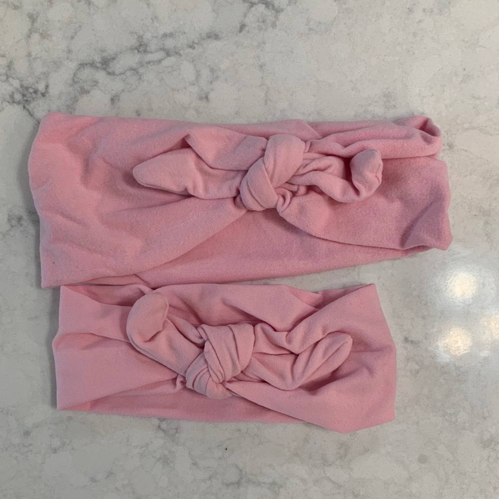 Mommy and Me Pink Knot Headband Set